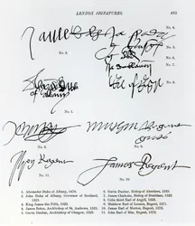 Assinaturas da realeza, aristocracia e clero escoceses dos séculos 15 e 16